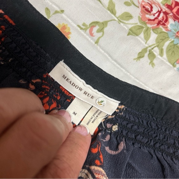 Anthropologie Meadow Rue Blue Orange Silk Blossom Blouse Women's Size Medium - Picture 6 of 10